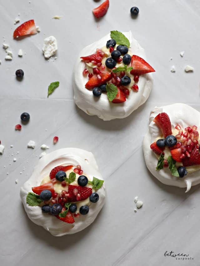Pavlovas With Lemon Curd Cream and Berries