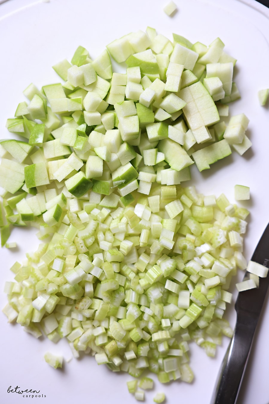 Chopped green apple and celery.