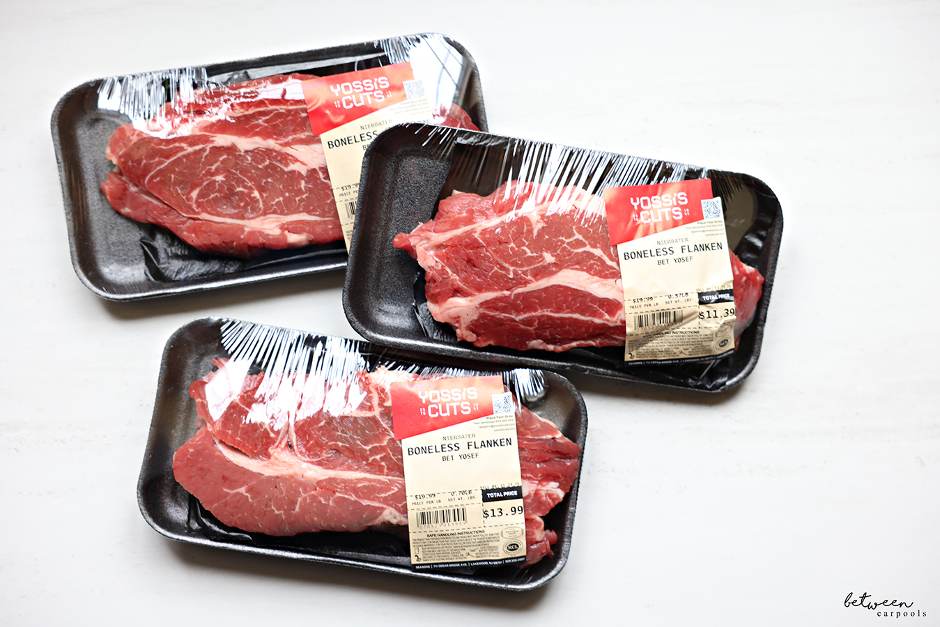 Three packages of boneless flanken.