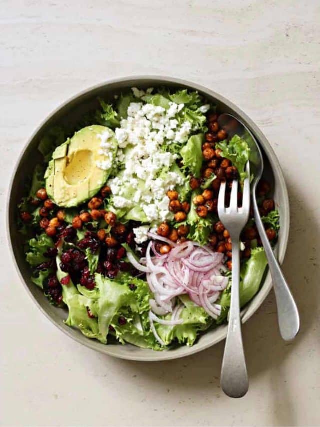 Sticky Chickpea Brunch Salad + Wrap Chips + Chunky Guacamole + Crunchy Tuna Tartare