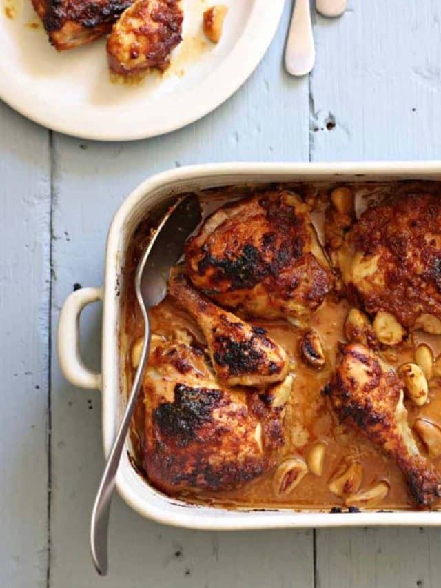 Sticky & Garlicky Chicken + Oven Mashed Potatoes