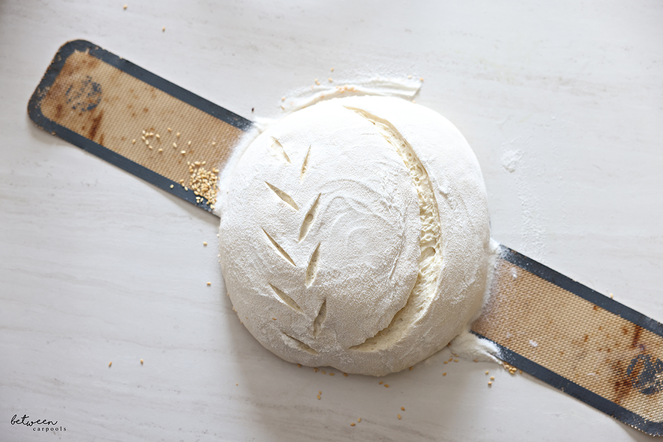 A sourdough loaf ready to bake.